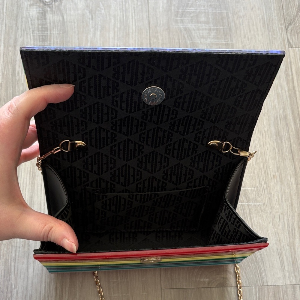 Kurt Geiger London Rainbow Party Envelope Clutch With Gold Chain - Picture 3 of 4